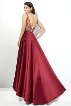 Angela & Alison - 81063 Beaded Deep V-neck Romper With Overskirt Formal Gowns