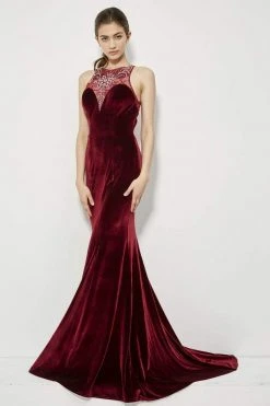 Angela & Alison - 81065 Embellished Illusion Jewel Mermaid Dress