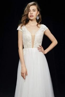 Formal Gowns Angela & Alison - 81069 Deep V-neck A-line Dress