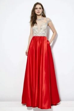 Angela & Alison - 81083 Bejeweled Illusion Jewel A-line Dress Formal Gowns 11 Angela & Alison - 81083 Bejeweled Illusion Jewel A-line Dress Formal Gowns