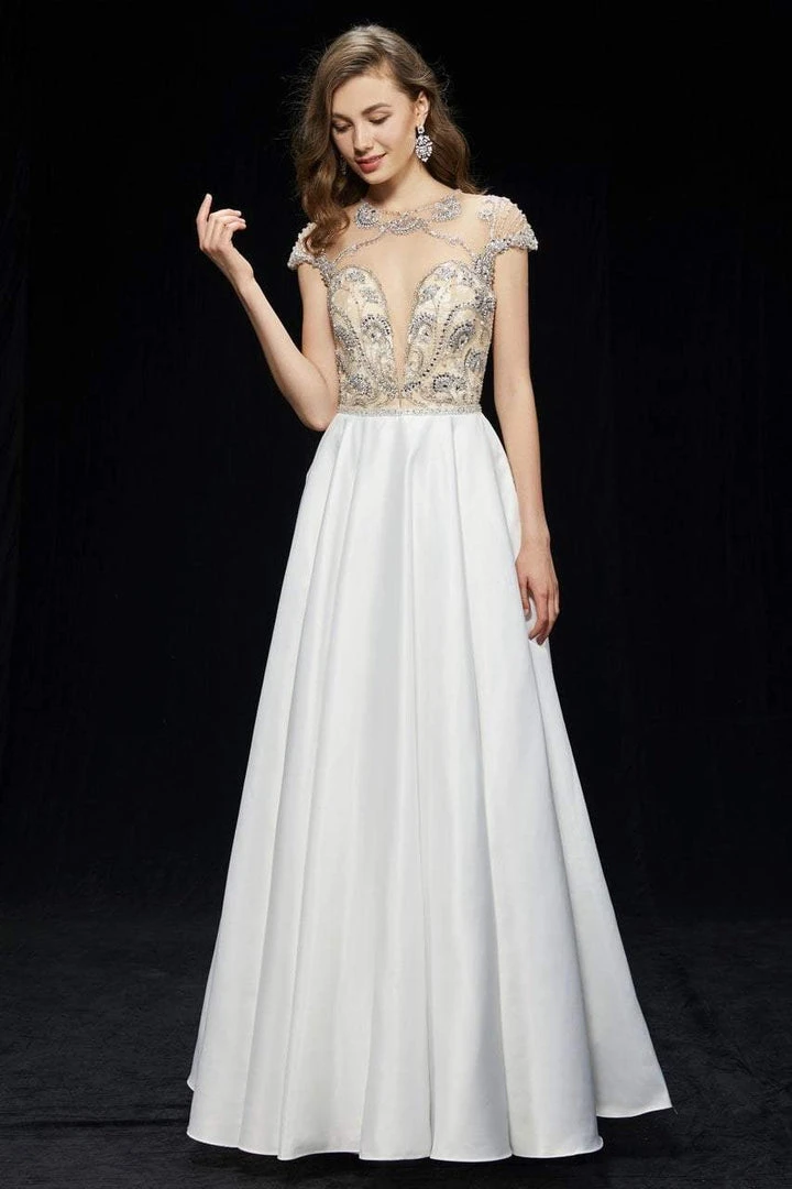Angela & Alison - 81083 Bejeweled Illusion Jewel A-line Dress Formal Gowns 6 Angela & Alison - 81083 Bejeweled Illusion Jewel A-line Dress Formal Gowns