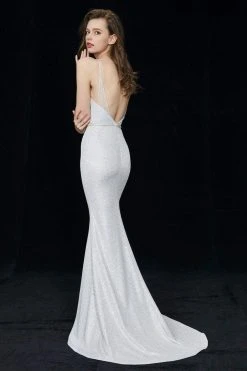 Formal Gowns Angela & Alison - 81086 Embellished Deep V-neck Trumpet Dress