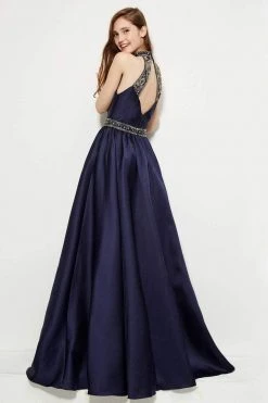 Angela & Alison - 81095 Embellished High Halter A-line Dress