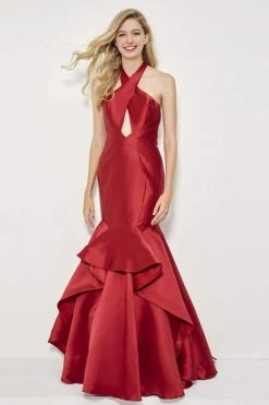 Angela & Alison - 81119 Halter Neck Mikado Ruffled Mermaid Dress 9 Angela & Alison - 81119 Halter Neck Mikado Ruffled Mermaid Dress