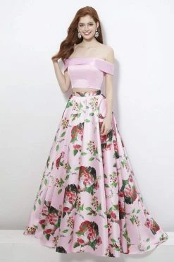 Angela & Alison - 81120 Two Piece Floral Printed Ballgown Formal Gowns
