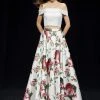 Angela & Alison - 81120 Two Piece Floral Printed Ballgown Formal Gowns