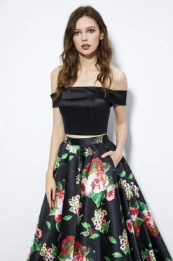 Angela & Alison - 81120 Two Piece Floral Printed Ballgown Formal Gowns