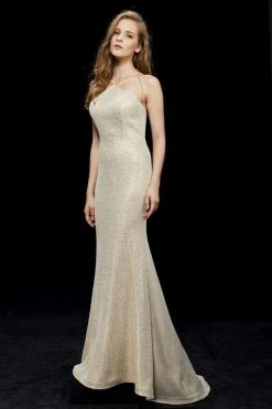 Angela & Alison - 81121 Halter Neck Fitted Gown Formal Gowns