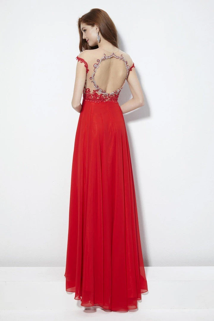 Angela & Alison - 81124 Bead Embroidered Illusion Jewel A-line Dress Formal Gowns 5 Angela & Alison - 81124 Bead Embroidered Illusion Jewel A-line Dress Formal Gowns