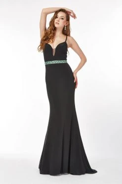 Formal Gowns Angela & Alison - 861175 Sleeveless Sheath Gown With Beaded Overlay