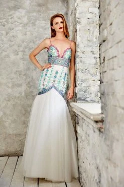 Formal Gowns Angela & Alison - 971089 Plunging V-Neck Adorned Trumpet Gown 8 Formal Gowns Angela & Alison - 971089 Plunging V-Neck Adorned Trumpet Gown