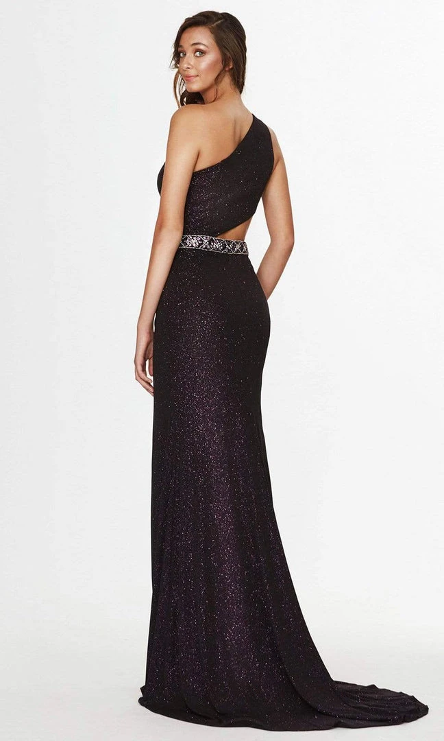 Formal Gowns Angela & Alison - Long One Shoulder Glitter Gown 91018 - 1 Pc Deep Purple In Size 12 Available 4 Formal Gowns Angela & Alison - Long One Shoulder Glitter Gown 91018 - 1 Pc Deep Purple In Size 12 Available