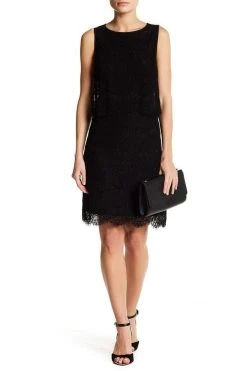 Anne Klein - 10629662 Sleeveless Popover Scalloped Lace Crepe Dress