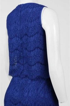 Anne Klein - 10629662 Sleeveless Popover Scalloped Lace Crepe Dress 16 Anne Klein - 10629662 Sleeveless Popover Scalloped Lace Crepe Dress