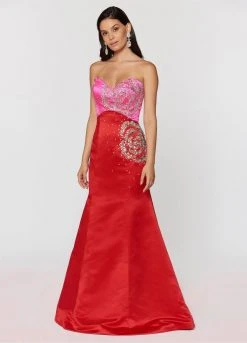 Ashley Lauren - 1076 Beaded Mermaid Rosette Evening Dress Formal Gowns