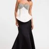 Ashley Lauren - 1112 Color Block Peplum Evening Dress Formal Gowns