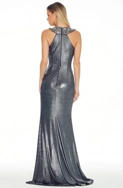 Ashley Lauren - 1261 Bedazzled Halter Jersey Sheath Dress