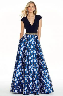 Ashley Lauren - 1268 Royal Blue Geometric Ballgown Formal Gowns