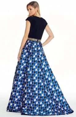 Ashley Lauren - 1268 Royal Blue Geometric Ballgown Formal Gowns