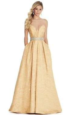 Formal Gowns Ashley Lauren - 1269 Brocade Ball Gown With Beaded Belt