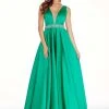 Ashley Lauren - 1304 Crystal Embellished Deep V-neck Ballgown 2 Ashley Lauren - 1304 Crystal Embellished Deep V-neck Ballgown