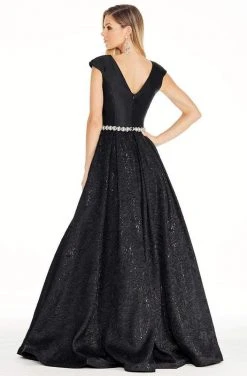 Formal Gowns Ashley Lauren - 1306 Brocade Ball Gown With Beaded Belt 9 Formal Gowns Ashley Lauren - 1306 Brocade Ball Gown With Beaded Belt