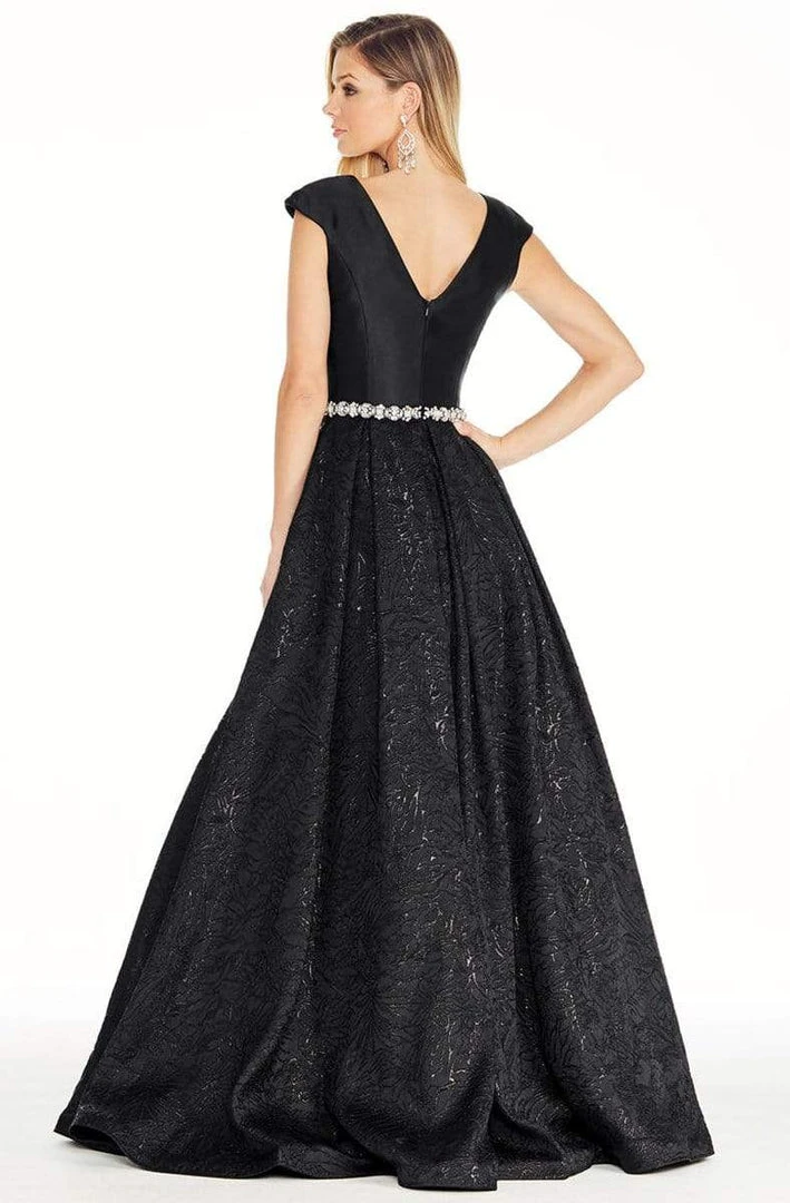 Formal Gowns Ashley Lauren - 1306 Brocade Ball Gown With Beaded Belt 4 Formal Gowns Ashley Lauren - 1306 Brocade Ball Gown With Beaded Belt