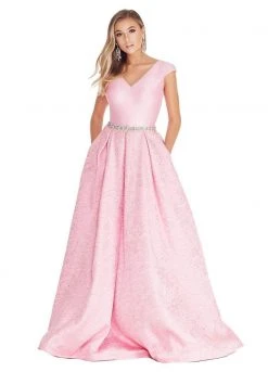 Formal Gowns Ashley Lauren - 1306 Brocade Ball Gown With Beaded Belt 11 Formal Gowns Ashley Lauren - 1306 Brocade Ball Gown With Beaded Belt