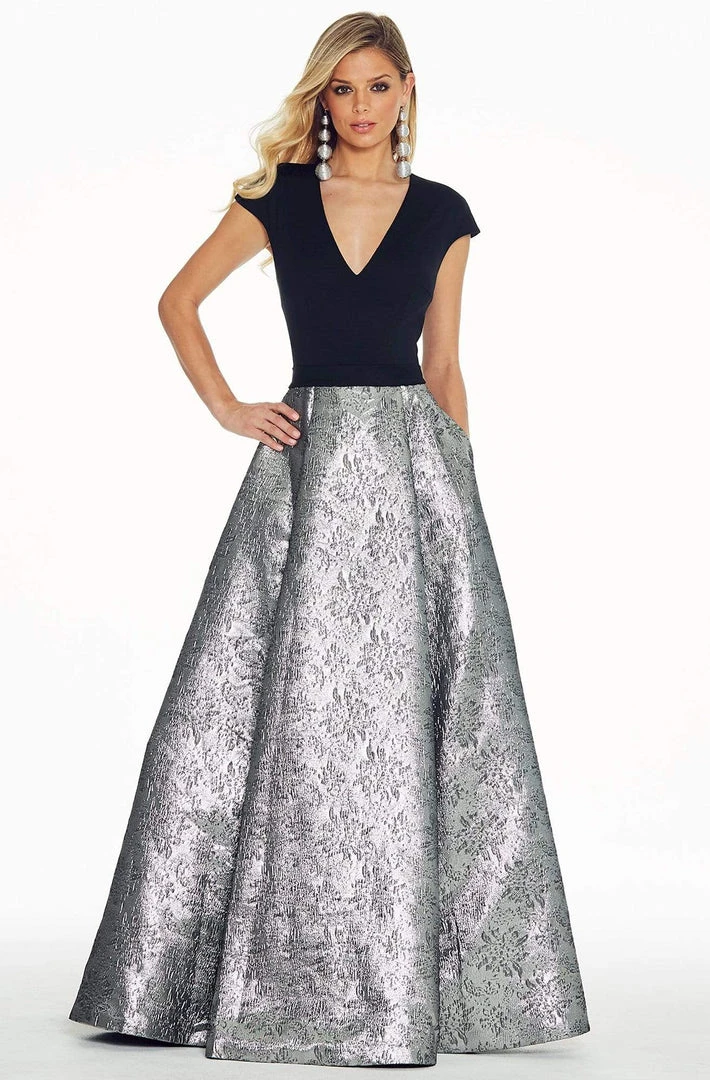 Ashley Lauren - 1308 Fitted Cap Sleeves Brocade Ballgown 3 Ashley Lauren - 1308 Fitted Cap Sleeves Brocade Ballgown