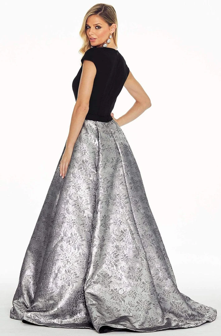 Ashley Lauren - 1308 Fitted Cap Sleeves Brocade Ballgown 4 Ashley Lauren - 1308 Fitted Cap Sleeves Brocade Ballgown