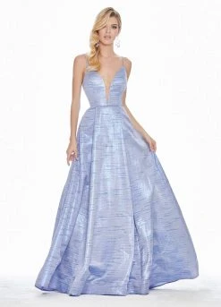 Formal Gowns Ashley Lauren - 1336 Plunging V-Neck Pleated Ballgown