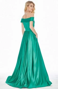 Ashley Lauren - 1343 Surplice Off Shoulder Satin Ballgown Formal Gowns