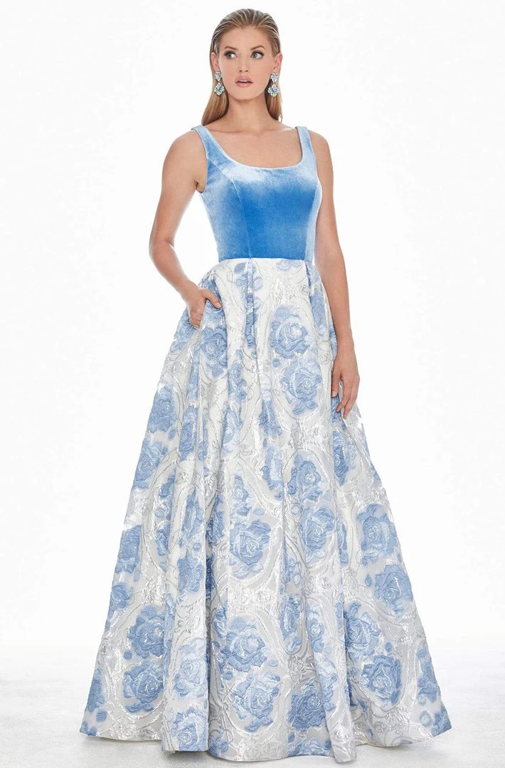 Ashley Lauren - 1345 Sleeveless Metallic Brocade Floral Ballgown 3 Ashley Lauren - 1345 Sleeveless Metallic Brocade Floral Ballgown