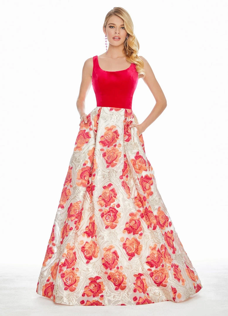 Ashley Lauren - 1345 Sleeveless Metallic Brocade Floral Ballgown 6 Ashley Lauren - 1345 Sleeveless Metallic Brocade Floral Ballgown