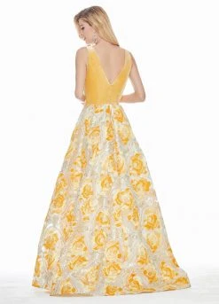 Ashley Lauren - 1345 Sleeveless Metallic Brocade Floral Ballgown 18 Ashley Lauren - 1345 Sleeveless Metallic Brocade Floral Ballgown