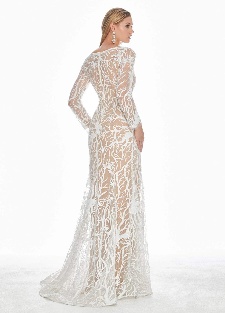 Ashley Lauren - 1349 Sequined Long Sleeve Bateau Trumpet Dress 4 Ashley Lauren - 1349 Sequined Long Sleeve Bateau Trumpet Dress