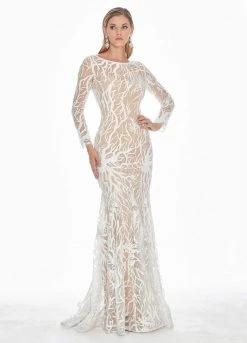 Ashley Lauren - 1349 Sequined Long Sleeve Bateau Trumpet Dress 8 Ashley Lauren - 1349 Sequined Long Sleeve Bateau Trumpet Dress