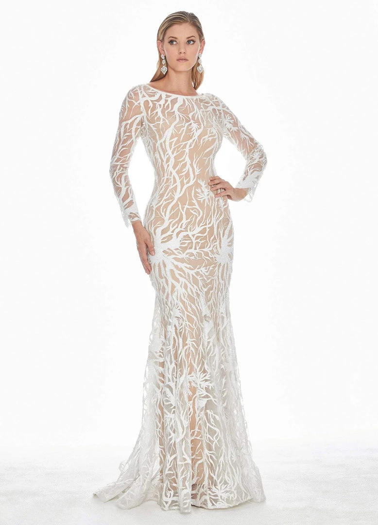Ashley Lauren - 1349 Sequined Long Sleeve Bateau Trumpet Dress 5 Ashley Lauren - 1349 Sequined Long Sleeve Bateau Trumpet Dress