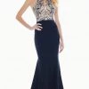 Ashley Lauren - 1362 Beaded Halter Jersey Mermaid Dress Formal Gowns