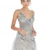 Ashley Lauren - Bead-Fringed Sheath Dress 4261 - 1 Pc Silver/Pewter In Size 8 Available