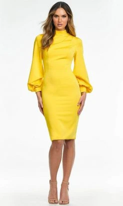 Cocktail Dresses Ashley Lauren - Bishop Sleeve Sheath Cocktail Dress 4487