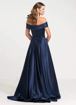Ashley Lauren - Off Shoulder Pageant Ball Gown 1139 - 1 Pc Navy In Size 4 Available Formal Gowns