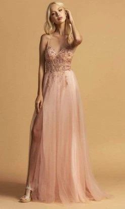 Formal Gowns Aspeed Design - Embellished Lace A-Line Prom Dress L2227 - 1 Pc Blush In Size XXS Available
