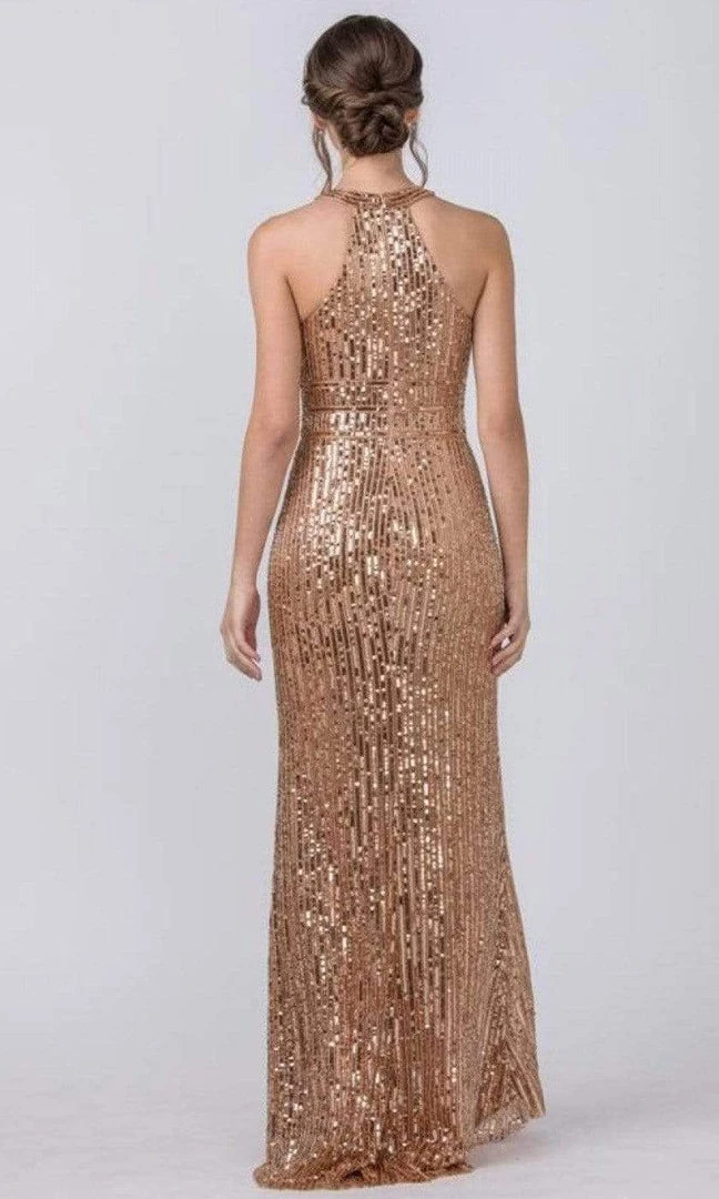 Formal Gowns Aspeed Design - Halter Front Keyhole Sequin Sheath Dress L2391 - 1 Pc Rosegold In Size L Available 5 Formal Gowns Aspeed Design - Halter Front Keyhole Sequin Sheath Dress L2391 - 1 Pc Rosegold In Size L Available