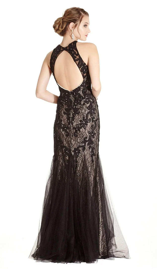 Aspeed Design - L1865 Sleeveless Halter Neck Evening Dress - 1 Pc Black-Nude In Size M Available Formal Gowns 4 Aspeed Design - L1865 Sleeveless Halter Neck Evening Dress - 1 Pc Black-Nude In Size M Available Formal Gowns