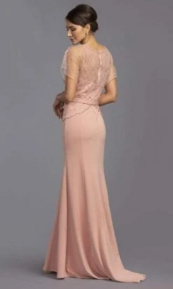 Aspeed Design - Pearl Embellished Overlay Dress M2136 - 1 Pc Dusty Rose In Size S Available Formal Gowns