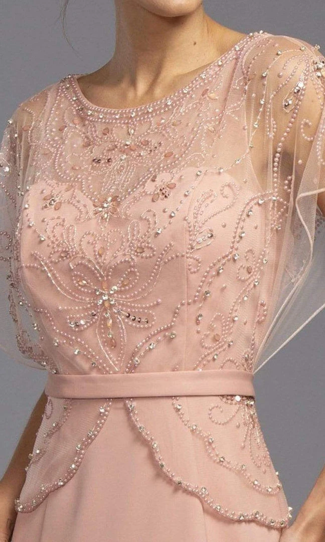 Aspeed Design - Pearl Embellished Overlay Dress M2136 - 1 Pc Dusty Rose In Size S Available Formal Gowns 5 Aspeed Design - Pearl Embellished Overlay Dress M2136 - 1 Pc Dusty Rose In Size S Available Formal Gowns