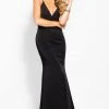 JVN By Jovani Formal Gowns Jovani - JVN55642 Plunging V-Neck Backless Jersey Gown