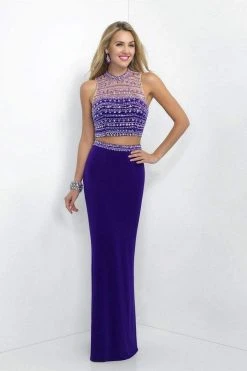 Blush By Alexia Designs Formal Gowns Blush - 11055 Crystal Encrusted Cropped Top Sheath Dress 11 Blush By Alexia Designs Formal Gowns Blush - 11055 Crystal Encrusted Cropped Top Sheath Dress