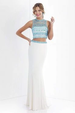 Blush By Alexia Designs Formal Gowns Blush - 11055 Crystal Encrusted Cropped Top Sheath Dress